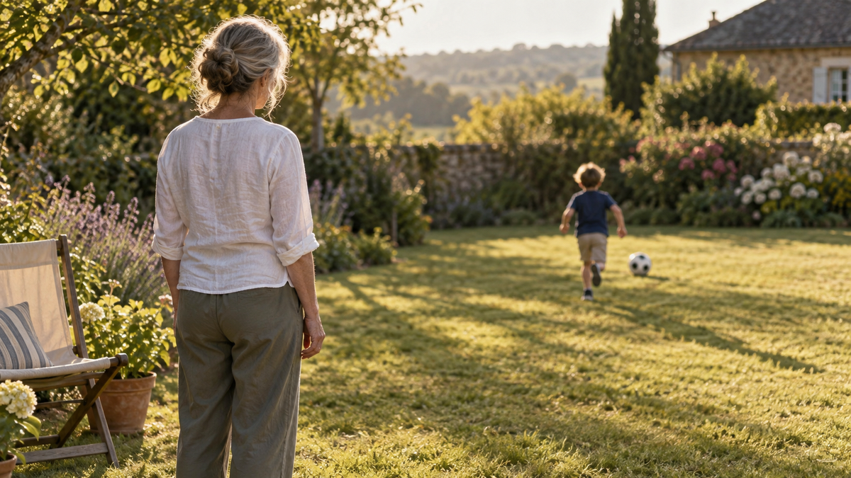 VISUEL 4 — Femme assise au bord du lit, le regard vers le sol.