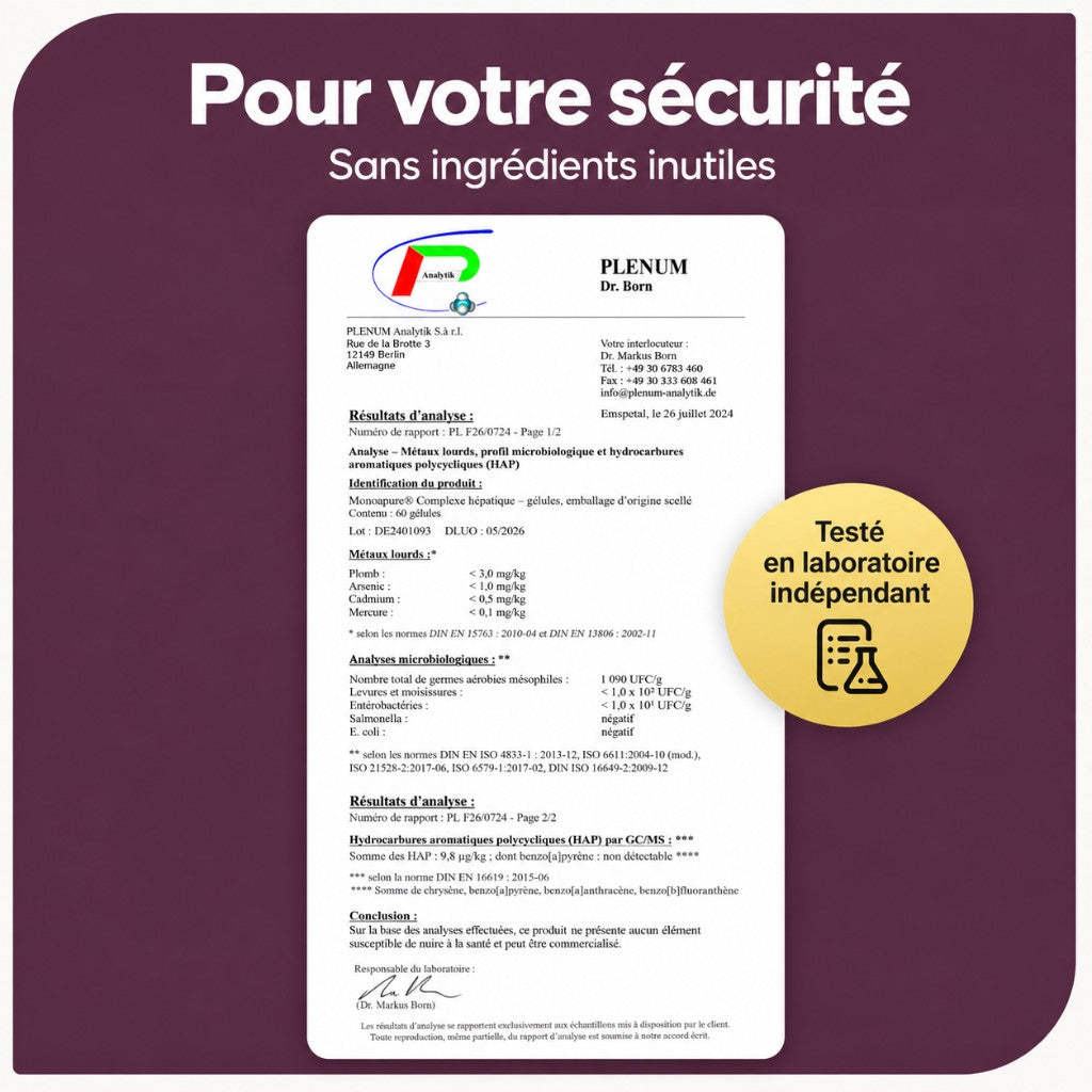 Certificat d'analyse laboratoire indépendant